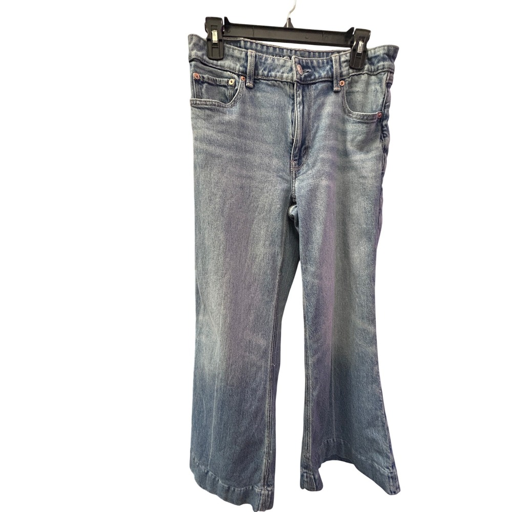 American Eagle High Rise Flare Jeans Womens 6 Short Light Wash Stretch Y2K - Picture 2 of 8